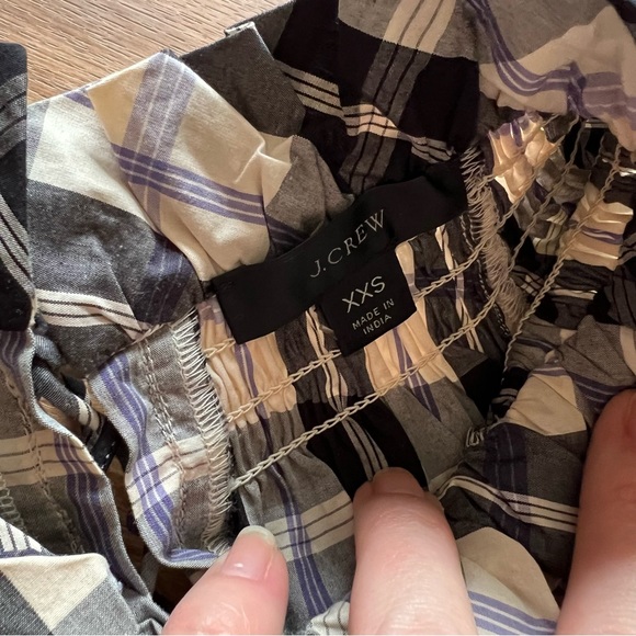 J Crew Reimagined black / purple plaid blouse, size XXS (runs big) - Picture 3 of 7
